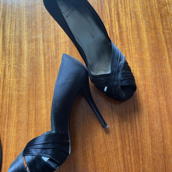 Stuart Weitzman black satin heels - Picture 3 of 5
